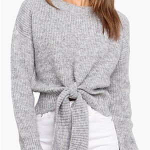 Petal & Pup Gray Tie-Front Sweater